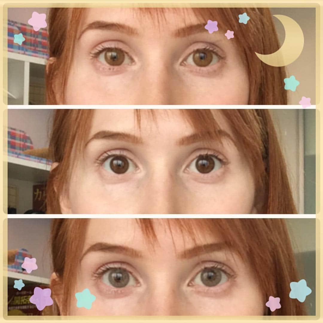 Rachel & Junのインスタグラム：「Decided to try playing around with lenses again. Miss the blue lenses I had before! Got two pairs free from ttdeye to review—the top is Queen Brown and the bottom is Polar Lights Blue Gray. The middle are my plain brown eyes. :p I’ve been looking for gold/yellow lenses forever and no place ever seems to have them in stock. If you guys have any idea where I could get some please let me know!! If you like anything from ttdeye I have an affiliate link where you get 10% off with the code “rachelandjun”. http://ttdeye.com?aff=3185 @ttd_eye @ttdeyeofficial @tolytolly #ad」