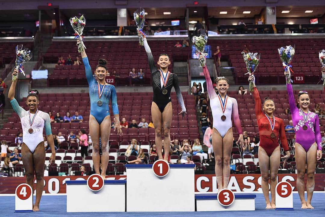 Inside Gymnasticsさんのインスタグラム写真 - (Inside GymnasticsInstagram)「Well done, ladies!👏👏 #Repost @usagym Leanne Wong wins the #GKClassic for the juniors! Kayla Di Cello and Jordan Bowers take the silver and bronze! 🥇🥈🥉 #insidegym #USAgym」7月29日 7時00分 - insidegym