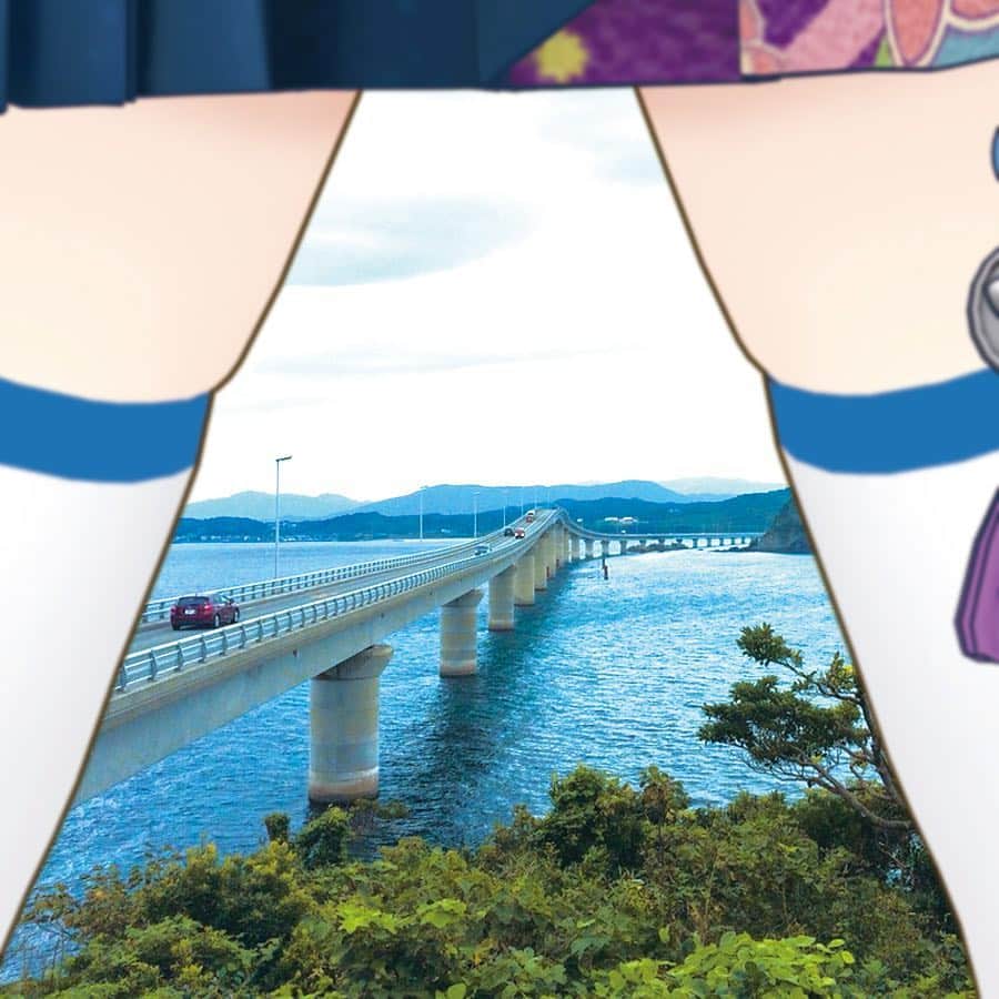 富士葵のインスタグラム：「🗻🍑 📍角島大橋／山口県下関市 みんな#Fight! に来てくれてありがとう😭❤️ . . . #富士葵 #fujiaoi #fujiaoi_official #富士もも#ふとももフレーム#富士山#角島大橋#山口県#下関#角島大橋絶景 #otaku#youtuber#youtube#バーチャルyoutuber  #VTuber#Aoich#idol#japanese#game#kawaii#kawaiigirl#kawaiianime #kawaiidesu #kawaii_anime #アニメ #日本 #声優 #二次元 #萌」