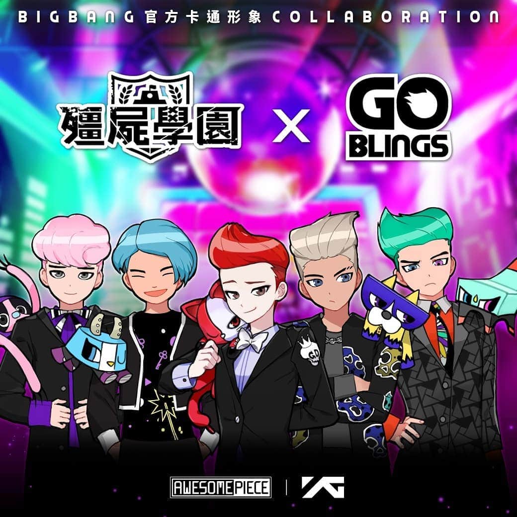 GO Blingsのインスタグラム：「. BIGBANG Go Blings X 殭屍學園 (Zombie Highschool)🎉 . Go Blings in to the Game world!🕹 . On August 7th, The First-ever Collaboration <BIGBANG Go Blings X 殭屍學園> will be launched in TW/HK/MAC! . . Don’t miss out on brand new Go Bling’s in-game charm character and also special LINE sticker! . D-1 New Go Blings comes to you! . ※해당 이벤트는 대만/홍콩/마카오 국가에 한해서만 진행될 예정입니다 . ✔️To get more details, Check the link in below : https://goo.gl/dHt7Az . ✔️Download (TW/HK/MAC Only): http://hyperurl.co/2mhma3 . . #좀비고등학교 #LINE殭屍學園 #殭屍學園 #BIGBANG #GoBlings #빅뱅 #고블링즈  #8월7일_개봉박두 #넘나_멋있는것 #당신의취향은누구 #YG #AWESOMEPIECE #콜라보레이션  #GD #TOP #TAEYANG #DAESUNG #SEUNGRI #SHU #CHACHA #BUBI #DRU #PAI」