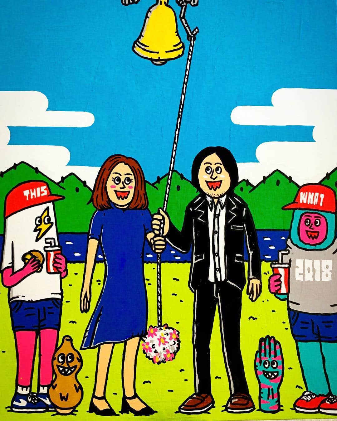 ネゴシックスのインスタグラム：「F6依頼 鐘マスト  #bakibaki #bakibakimonster  #Illustrator #F6キャンパス #F6campus #アクリル絵の具 #Acrylicpaint #nego6 #negosix #イラスト #ネゴ #ネゴシックス #バキバキモンスター #バキバキ似顔絵 #バキバキ商店」