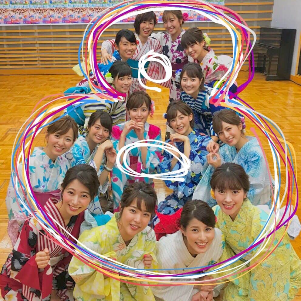フジテレビアナウンサーのインスタグラム：「8月8日はフジテレビの日📺  この日#THE ODAIBA 2018 に来てくださった 皆さんの前で初披露しようと、お台場ワンガン娘は 『め組のひと』を猛練習してきたのですが… 台風接近に伴う荒天のため室内での記者発表になりました😭  とても残念でしたが、 今後皆さんの前で披露する日に向けて さらに練習を重ねておきますので… 楽しみにしていてください😤♡ 今後関東・東北地方では台風に伴う暴風雨が予想されます。 無理せず、身の安全を第一にお過ごしください。  #フジテレビアナウンサー #フジテレビの日」