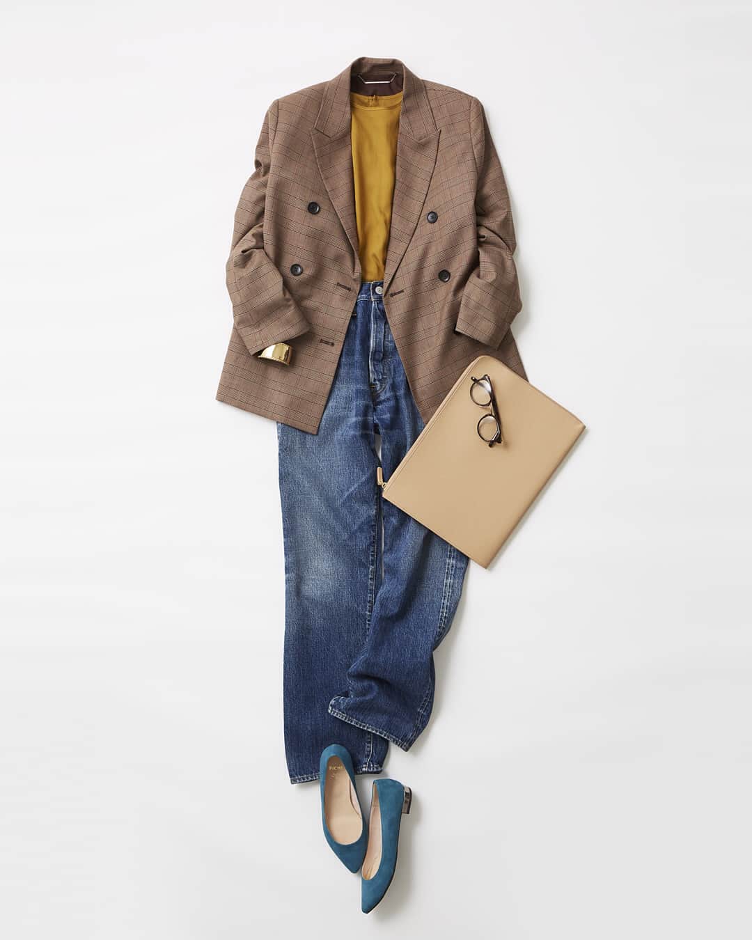ルミネ公式のインスタグラム：「茶色チェックジャケットはコーデの救世主 #ジャケット ￥15,000+TAX #ブラウス ￥7,900+TAX #パンツ ￥31,000+TAX #めがね ￥5,800+TAX #バングル ￥28,500+TAX #ケース ￥5,200+TAX #シューズ ￥15,000+TAX ・ [ #LUMINEMAGAZINE ] #lumine #ルミネ #ミラオーウェン #ユナイテッドアローズグリーンレーベルリラクシング #シンゾーン #スミス #ガリャルダガランテ #ピシェアバハウス #ootd #outfit #fashion #coordinate #コーディネート #ファッション #デイリーコーデ #コーデ #フォロー #川上さやか http://magazine.lumine.ne.jp/?p=77335 ※商品の価格や取り扱い状況は撮影時点のもので、変更になることがあります。」