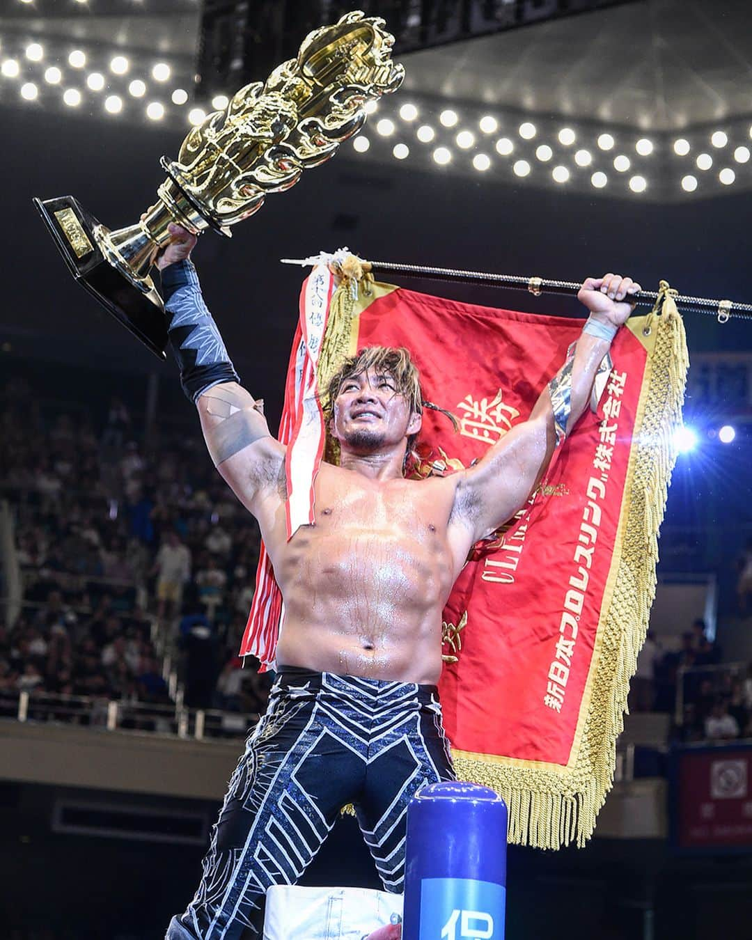 新日本プロレスさんのインスタグラム写真 - (新日本プロレスInstagram)「#G128 WINNER 🦁🏆#HiroshiTANAHASHI!! 「逸材、完全復活！ 見ていてください！」 飯伏との“大死闘”を制した棚橋が3度目の『G1』制覇！  バックステージで“IWGPヘビー王座”獲りを明言！ 8.12日本武道館大会を新日本プロレスのスマホサイトで独占詳報中！ https://sp.njpw.jp #njpw #g128」8月12日 22時06分 - njpw1972