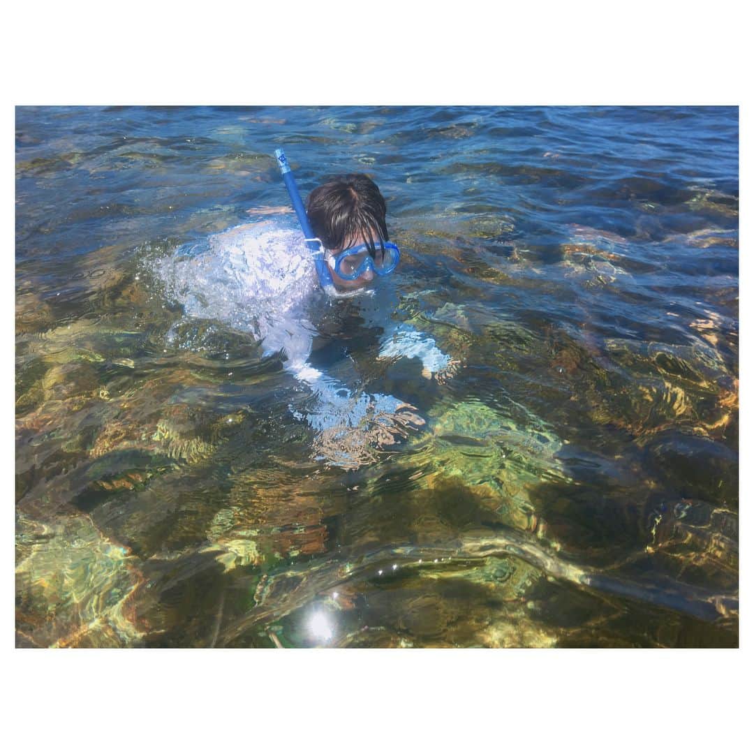 稲富菜穂さんのインスタグラム写真 - (稲富菜穂Instagram)「シュノーケリングもしたよ！ めちゃくちゃ大きい魚もいれば、 小さな魚もウニもクラゲもいたよ🐟. . それほど綺麗な海で、 潜るのも楽しすぎた🤩🐟🤩. . ただ浅瀬で岩にぶつかりまくるわ、 小さな魚にお尻突かれ痛いわ、 海水が入ってきて目がぁぁぁ状態だわ...。. . みなちゃんの潜るスキルに拍手👏. . #福井県 #水島海水浴場 #水島 #シュノーケリング #シュノーケル #前日買った #買ってよかったno1 #潜るの下手 #でも楽しかった #🏊‍♂️」8月12日 22時10分 - inatomi74