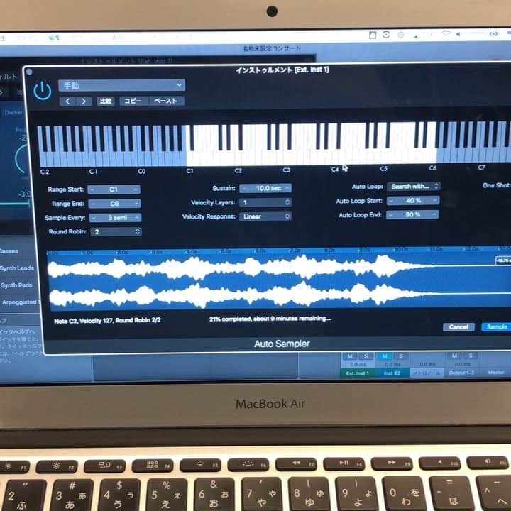 上杉洋史のインスタグラム：「Recording my old synth. #autosampler #mainstage3」