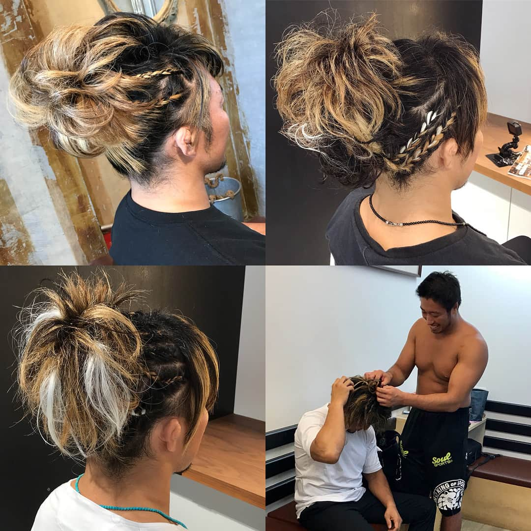 棚橋弘至さんのインスタグラム写真 - (棚橋弘至Instagram)「【#g128 #hairstyle まとめ】 会見→大田区→札幌→後楽園→八王子→浜松→高松→福岡→大阪→日本武道館→日本武道館→毎回、編み込みをほどく #辻陽太 ☆」8月14日 11時43分 - hiroshi_tanahashi