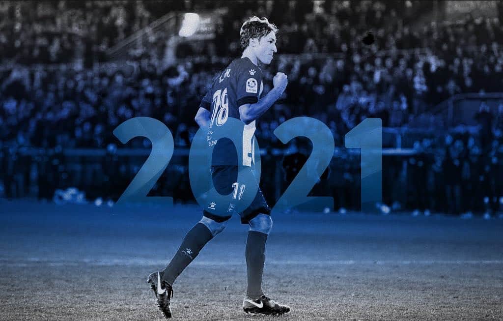 トマス・ピナのインスタグラム：「Por fin puedo decir que ¡soy albiazul para las próximas 3 temporadas! Feliz e ilusionado por empezar a competir cuanto antes en el mejor escenario posible, @laliga ¡Goazen Glorioso! ⚪️🔵」