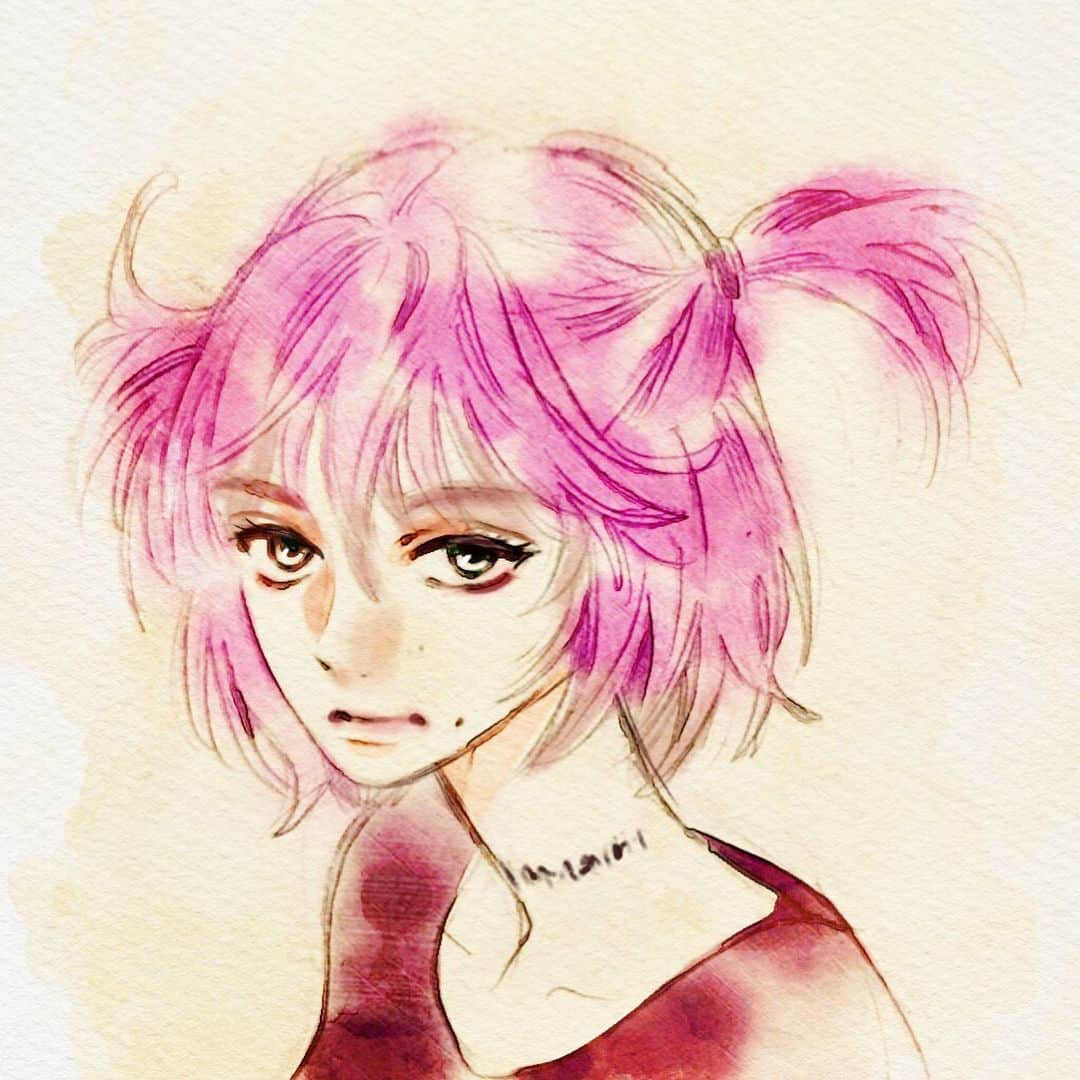 みきもと凜さんのインスタグラム写真 - (みきもと凜Instagram)「小松 楓 岸。らくがきシリーズ。 ピンクの髪バージョン早くもっと見たいですねー。」8月16日 15時26分 - rinmikirinrin