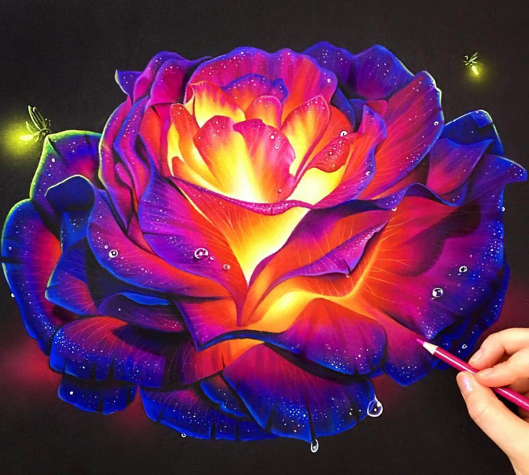 Morgan Davidsonのインスタグラム：「A little glowing flower throwback action because this is where my head is at for one of my new drawings! I’ll post some process of this piece in my story today so stay tuned! 😊💕」