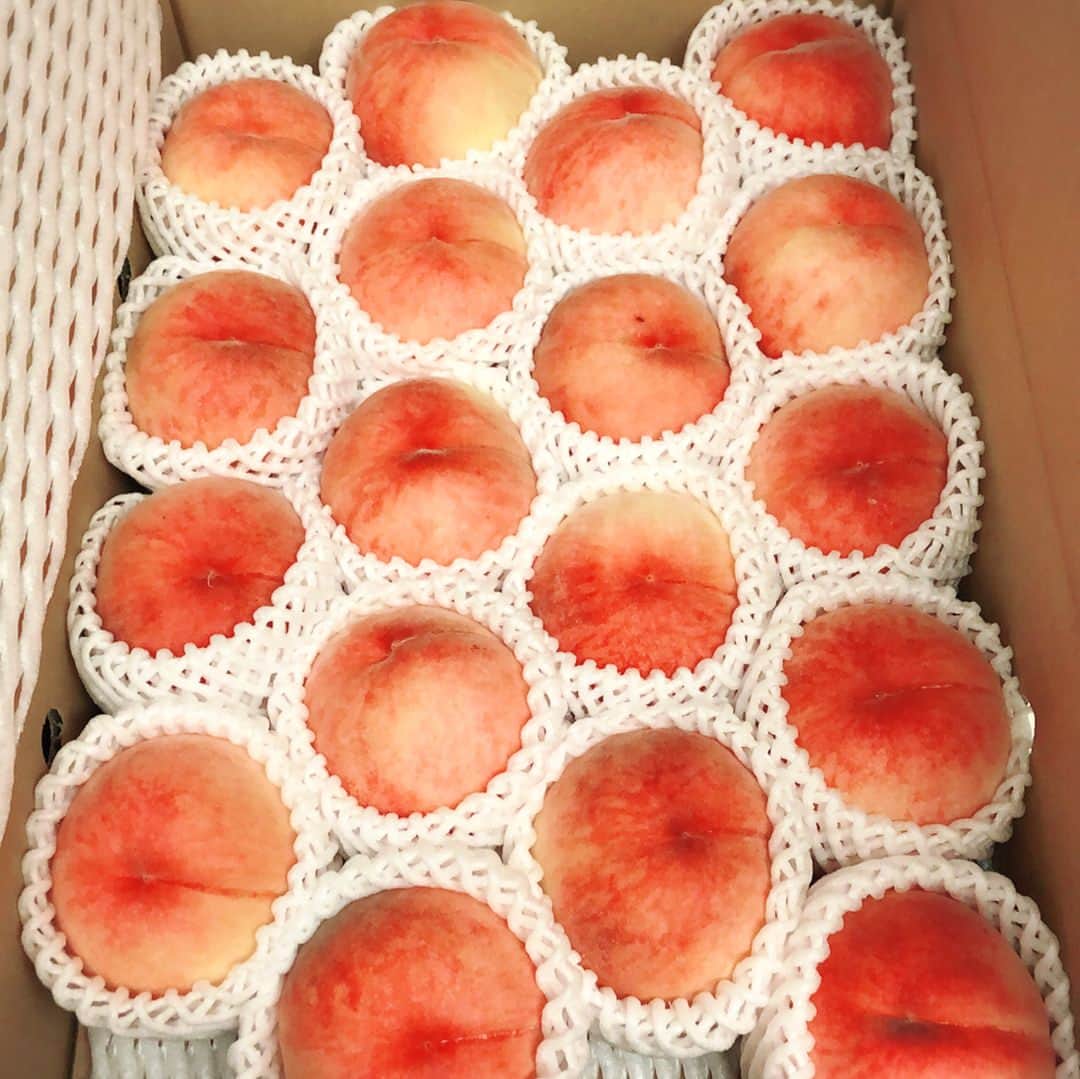 阿部桃子さんのインスタグラム写真 - (阿部桃子Instagram)「美味しそうな立派な桃をいっぱい頂きました🍑🍑🍑めちゃくちゃ良い匂い❤️るんるん  #桃 #peach #共食い」8月18日 23時20分 - abemomoko_official