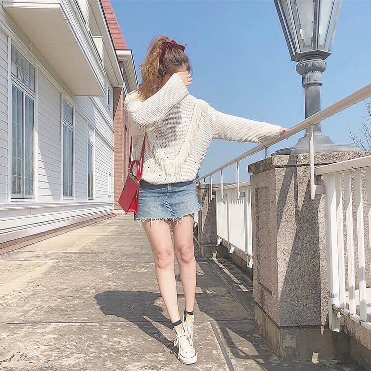 Maiさんのインスタグラム写真 - (MaiInstagram)「#ootd #knit #デニムスカート #converse #コンバース #ハイカット コーディネートの詳細はブログに書いてます💓」9月18日 17時23分 - maimaimai1016