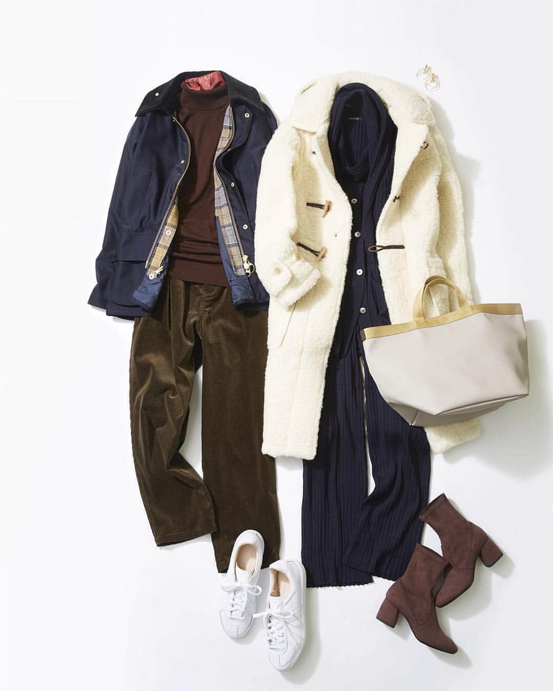 ルミネ公式のインスタグラム：「いち早く試したいボアのダッフルコート #コート ¥83,000+TAX #カーディガン ¥19,000+TAX #パンツ レディース ¥15,000+TAX #イヤリング ¥9,000+TAX #バッグ ¥93,000+TAX #ブーツ ¥31,000+TAX #ジャケット ¥59,000+TAX #ニット ¥17,000+TAX #パンツ メンズ ¥25,000+TAX #スカーフ ¥13,000+TAX #スニーカー ¥18,000+TAX ・ [ #LUMINEMAGAZINE ] #lumine #ルミネ #トゥモローランド #ootd #outfit #fashion #coordinate #コーディネート #ファッション #デイリーコーデ #コーデ #フォロー #川上さやか http://magazine.lumine.ne.jp/?p=78057 ※商品の価格や取り扱い状況は撮影時点のもので、変更になることがあります。」