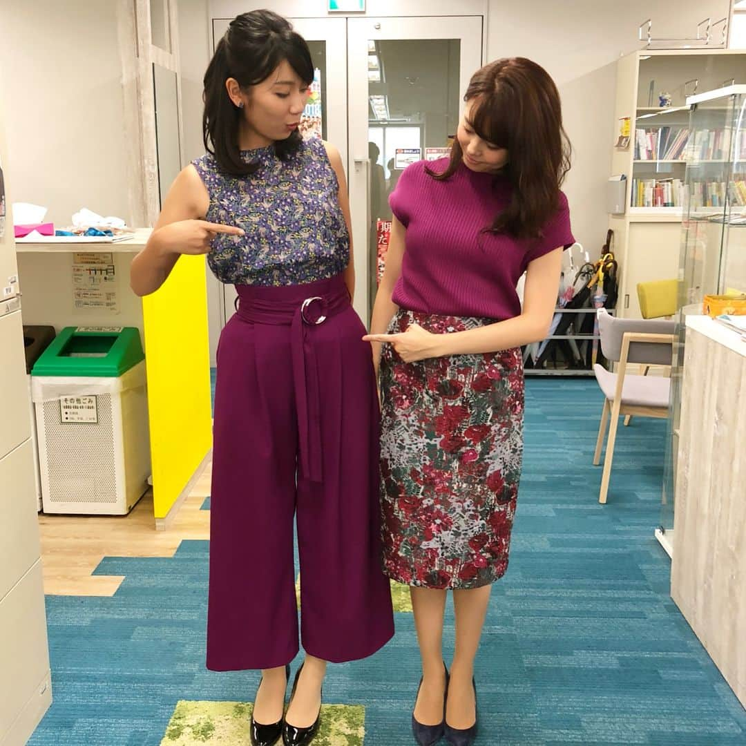 宮澤智さんのインスタグラム写真 - (宮澤智Instagram)「★☞ 今日のめざましどようびの衣装 新美ちゃんと パープルと花柄 お揃いのようで 上下逆でした☺️ #にぃみちゃん #三つも下だけど #しっかりしていて大人っぽくて #お姉ちゃんみたい #三枚目は載せ損ねていた #anationの時の💓」9月1日 10時49分 - tomo.miyazawa