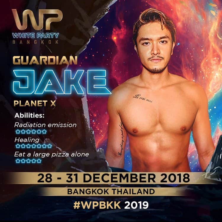 Jakeのインスタグラム：「See you guys end of this year:) #bkk #whiteparty2018 #whitepartybkk」