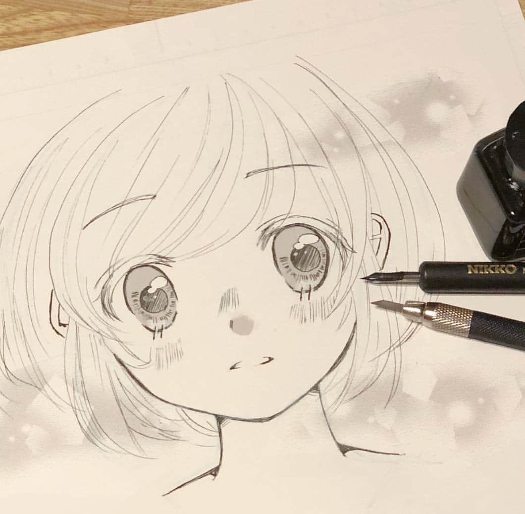 みのりんのインスタグラム：「It’s been awhile since I drew using manga tools :) 久しぶりに漫画風の絵を描いてみたよー！  #manga #drawing #draw #instadraw #anime #animegirl #art #cute #kawaii #doodle #instaart #mangaart #漫画 #描いてみた #イラスト #絵 #絵描き #アニメ #女の子」