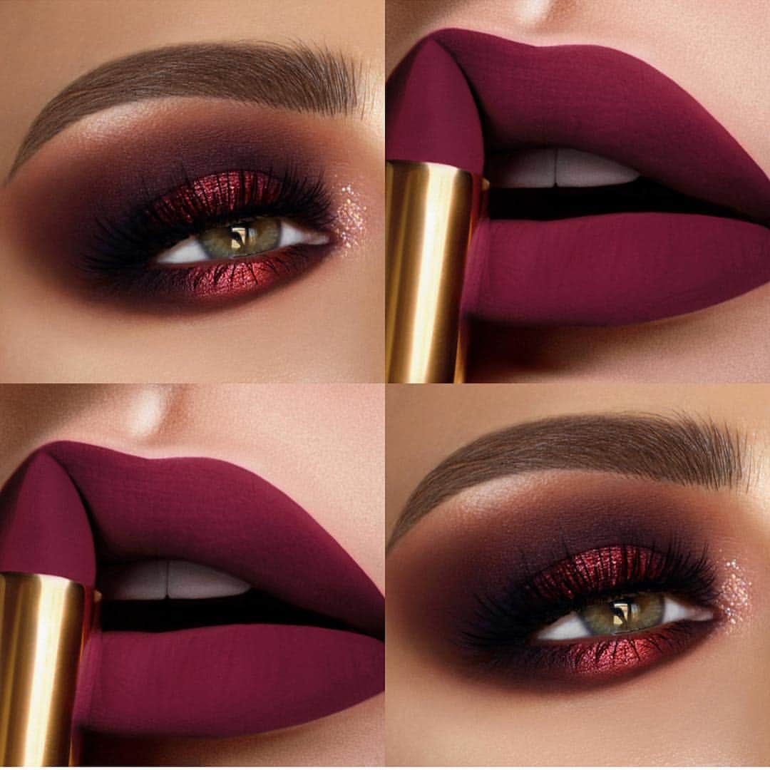 vegas_nayのインスタグラム：「This combo😍lips @rebellebeautyx eyes @alexandra_anele #beautiful #makeuplook #fallvibes」