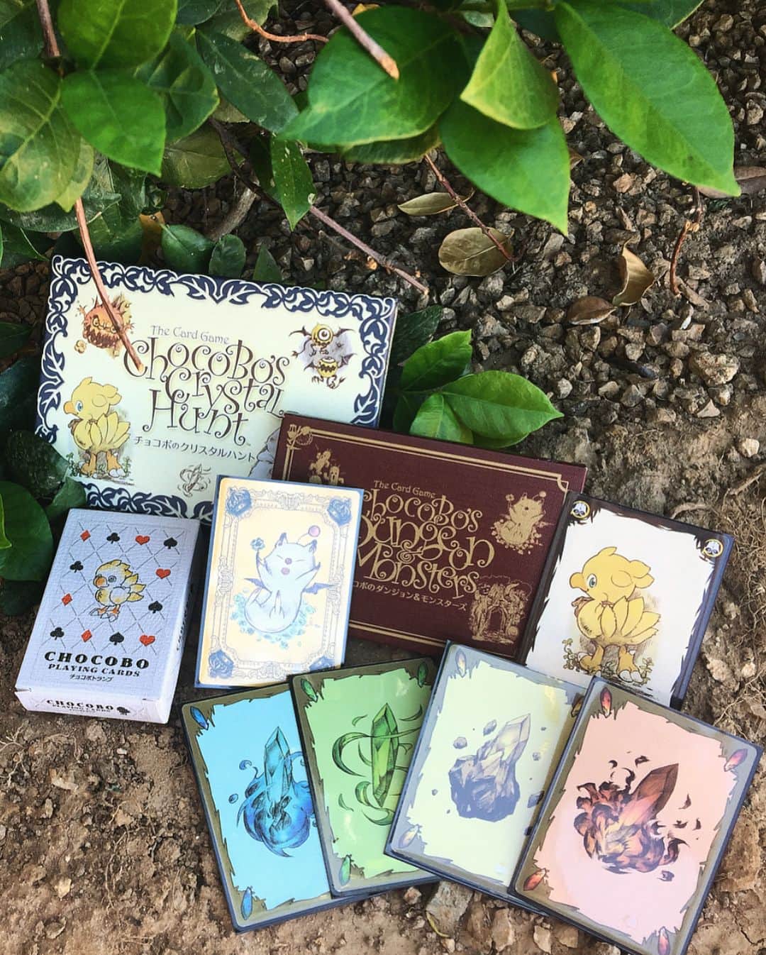 Nicole Eevee Davisさんのインスタグラム写真 - (Nicole Eevee DavisInstagram)「Chocobo’s Crystal Hunt and Dungeon Monsters expansion pack with an added deck of Chocobo playing cards for no reason other than they looked like they should go together🍃💎 the artwork for this little card game is so beautiful, there are different monsters and chocobos in the box but the elemental crystals and the Moogle are my favorites ♡ (I got this at a convention so I don’t have any links to buy it but I’m sure it wouldn’t be hard to find online)」9月7日 6時49分 - eeveedavis