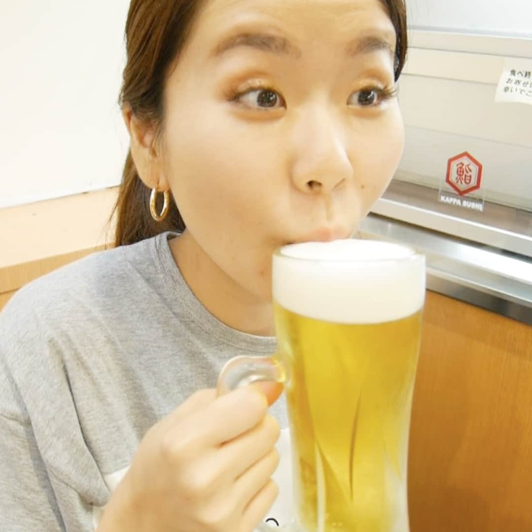 奈良岡にこさんのインスタグラム写真 - (奈良岡にこInstagram)「かっぱ寿司で平日16-19時限定「生ビール100円祭り」を開催中とのことで、ベロベロになってきた！ 控えめに言って、最高でした。 かっぱ寿司ってこんなに美味しかったんだなぁ、ビールはキンキンに冷えたジョッキで４杯飲みました🍺 10月末までだから、最低あと3回は通いたい。まじで。  海老とハマチとビンチョウが個人的ベスト3！  #せんべろ #センベロ #ビール女子 #酒スタグラム #酔っ払い」9月21日 20時35分 - miso_nico