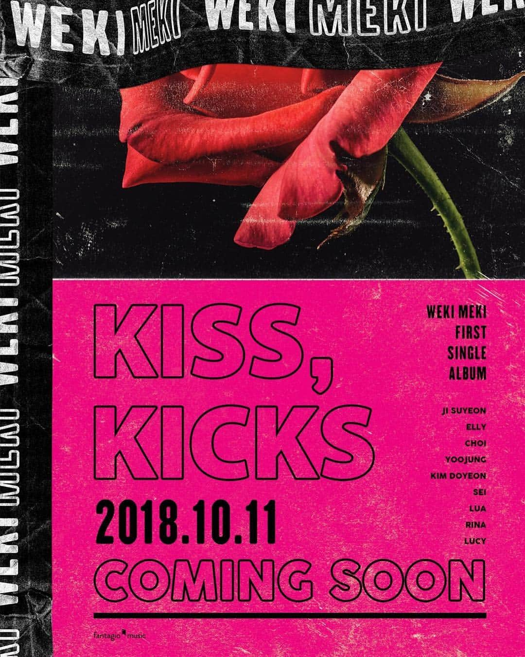 チ・スヨンのインスタグラム：「- 🌸 WEKI MEKI IS BACK GUYSSS!!! ▬ © Fantagio Music ; 180921 ▬ Weki Meki First Single Album - Kiss, Kicks Release Date: 11 October 2018 ▬ #jisuyeon #suyeon #doyeon #yoojung #elly #sei #say #lua #rina #lucy #지수연 #수연 #김도연 #도연 #최유정 #엘리 #정해림 #세이 #이서정 #루아 #리나 #루시 #produce101 #wekimeki #weme #위키미키 #kpopf4f #kpopl4l」