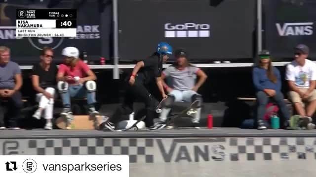 中村貴咲のインスタグラム：「🥈🥈🥈. Thank you @akiko_lawson  #nikesb  @premium_skateboards @triple8 @stance_japan  @fivecrossskatepark @goodskates_inc  #division @globalwifi_official  #skateboard#skatergirl #skateboardingisfun #Repost @vansparkseries with @get_repost ・・・ @kisanakamuraa 🇯🇵 continues to fire on the Women’s Pro Tour this year taking home 2nd place in Malmö 🇸🇪 with this run in the final 🥈🚀🏁 . Full replay of the broadcast is available in VansParkSeries.com 🖥📱」