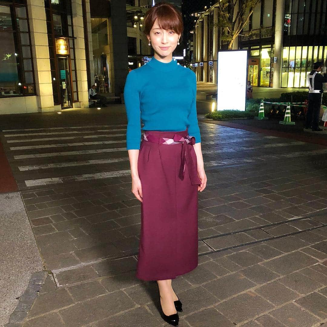 新井恵理那のNキャスさんのインスタグラム写真 - (新井恵理那のNキャスInstagram)「青×赤のコーデは色味を合わせると一気に秋色になりますね！ウエストのチェックがワンポイントです(*^ω^*) 先週の衣装、 トップス、ボトムス /  BLUE LABEL CRESTBRIDGE @blueblackcb #新井恵理那  #新情報7daysニュースキャスター」9月13日 18時34分 - tbs_7nc