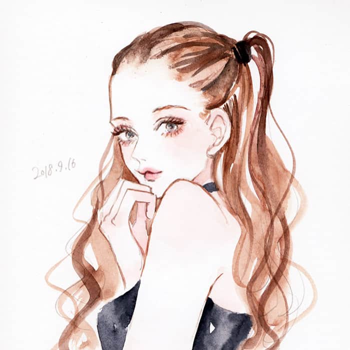 のインスタグラム：「#artwork #watercolor #水彩 #art #illust #illustration #draw #illustrator #イラスト #イラストレーター #落書き #手描き #手書き #アナログ #アナログイラスト #miyamaayumi #ミヤマアユミ #安室奈美恵 #安室ちゃん」