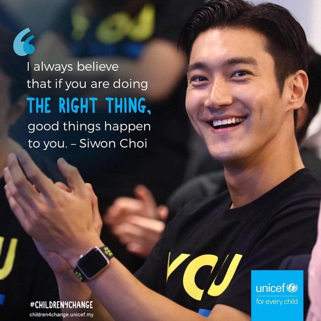 チェ・シウォン（SUPER JUNIOR）さんのインスタグラム写真 - (チェ・シウォン（SUPER JUNIOR）Instagram)「I always believe that if you are doing THE RIGHT THING, good things happen to you. @unicefmalaysia #changemakers」10月12日 21時42分 - siwonchoi