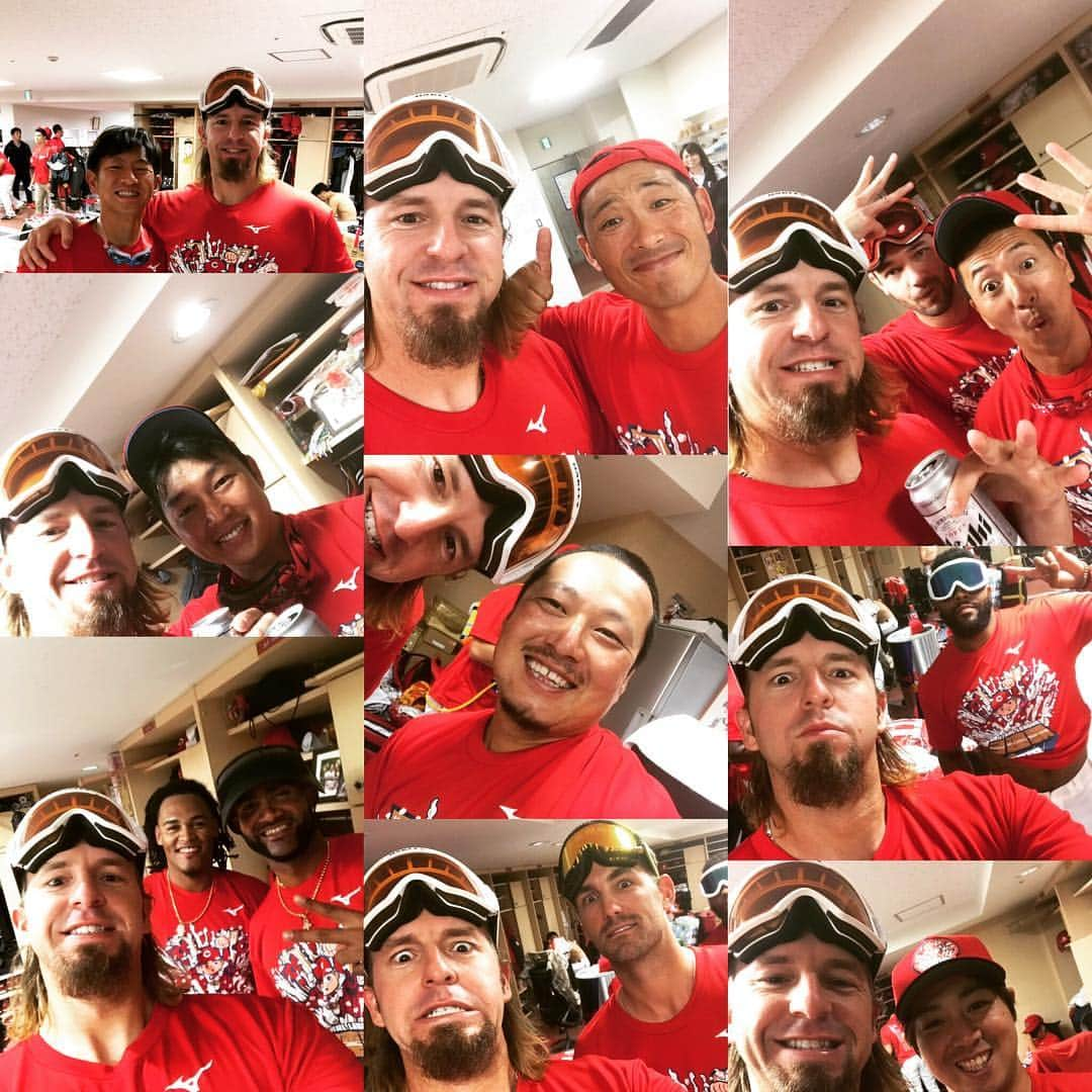 ブラッド・エルドレッドさんのインスタグラム写真 - (ブラッド・エルドレッドInstagram)「Random selfies before the beer fight! We did it again boys!#3inarow🏆 #エルドレッド55 #hiroshimacarp #timetoparty #beerfight」9月26日 23時59分 - theridge55