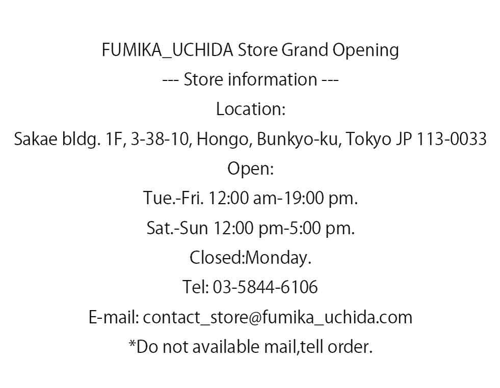 FUMIKA_UCHIDAさんのインスタグラム写真 - (FUMIKA_UCHIDAInstagram)「STORE information  mail: contact_store@fumika-uchida.com」10月1日 14時31分 - fumika_uchida