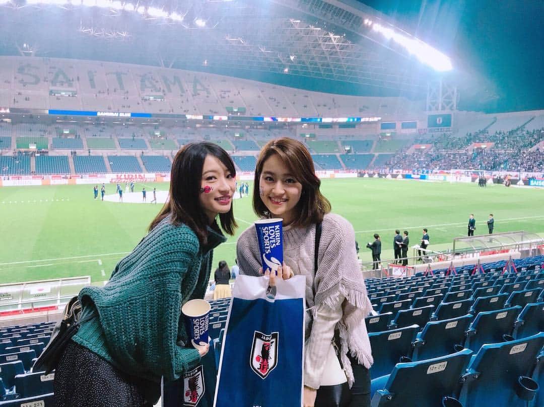 のインスタグラム：「. . 大宮アルディージャの番組MC 未菜ちゃんと♡（@a.m.1121 ） . #サッカー日本代表 #埼玉スタジアム  #キリンチャレンジカップ #福岡 .」
