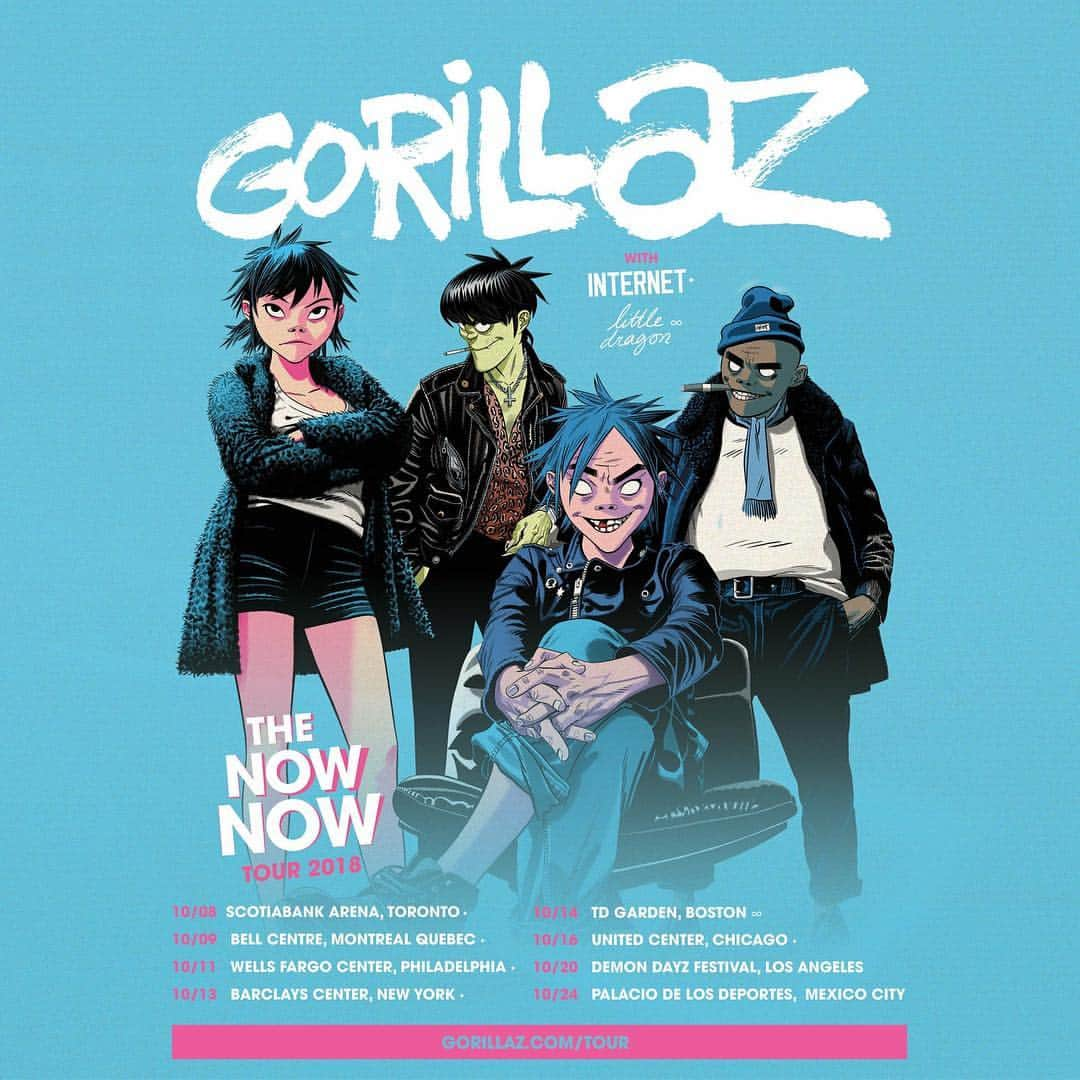 ヌードルのインスタグラム：「🔜❗️T O U R ❗️😸😻 the end is coming ⌛️ time to celebrate ✌️will you be there 🤔 get your 🎫 〰️ gorillaz.com/tour to see ME & @theinternet @littledragonflicks 🎃 @demondayzfest 👻」