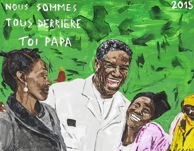 CASH（Carl Anders Sven Hultin）のインスタグラム：「Old painting I made back in 2015 for @drdenismukwege which is at his hospital in Panzi 🎨🇨🇩🌍✊🏽🥇🏆 congratulations to this great man for his Nobel Prize well deserved! #drmukwege #nobelprize #artbycash」