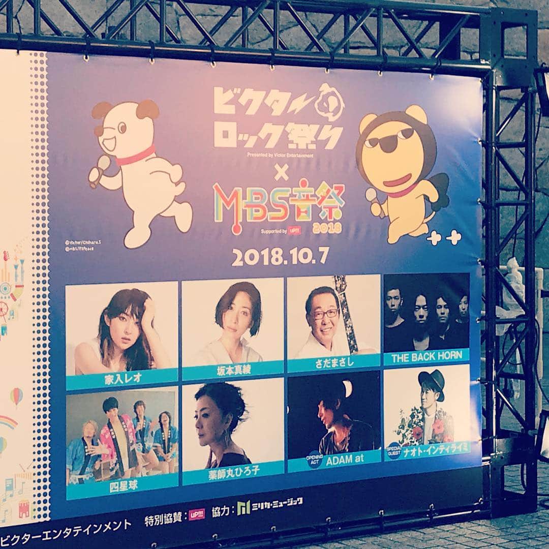 オカノアキラのインスタグラム：「本日「ビクターロック祭り×MBS音祭り」行って来ました@大阪城ホール！素晴らしかった。ロックと言いながらいぶし銀のステージを見せつけられました。特に生さだまさし、生薬師丸ひろ子圧巻！特に大トリの薬師丸ひろ子さん最後の熱唱「Wの悲劇」涙出ました。ストリングカルテット＆バンドの演奏贅沢としか言いようにない。イベント終わって帰りにMBSのらいよんちゃんの着ぐるみがボクを見つけて何故かわからないですけど突進してきて2人ガッシリ抱き合いました。 #mbs #ビクターロック祭り #大阪城ホール #さだまさし #薬師丸ひろ子 #家入レオ #坂本真綾 #ナオトインティライミ #mbs音楽祭」