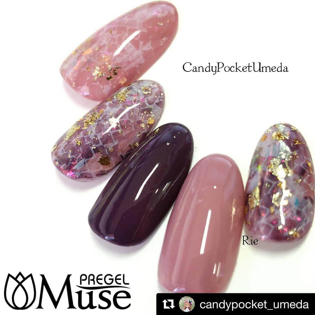 PREGELさんのインスタグラム写真 - (PREGELInstagram)「. #Repost @candypocket_umeda with @get_repost ・・・ ❤ 話題の新商品✨ 《プリジェルミューズ》 M035 ボルドーの嘆き M042 スモーキーピンク  オーロラフレーク⑤フューシャ、 プリクシーの @prexyofficial ホイルとナゲットゴールドを使用しております🎵 . プリジェルのその先へ…✨ 3年の眠りからついに目覚めた、至高ジェル💅 ついに始動です✨ 第二弾はBWJデビューです❤ . #ついに発売 #塗りやすさ #はんぱないって 😆#至高の商品#プリジェルミューズ #nail#ネイルアート#PREGEL #プリジェル#ジェルネイル #ネイルアートデザイン#gelnails#gelnaildesign #art #プリアンファ#キャンディポケット #instanails #トレンドアート#instagood #大型商品 #プリジェルのその先へ #ニュアンスネイル #秋ネイル #パイソン柄ネイル #ホイルネイル #転写ネイル #転写ジェル #きまぐれピグメント」10月8日 20時26分 - pregelofficial