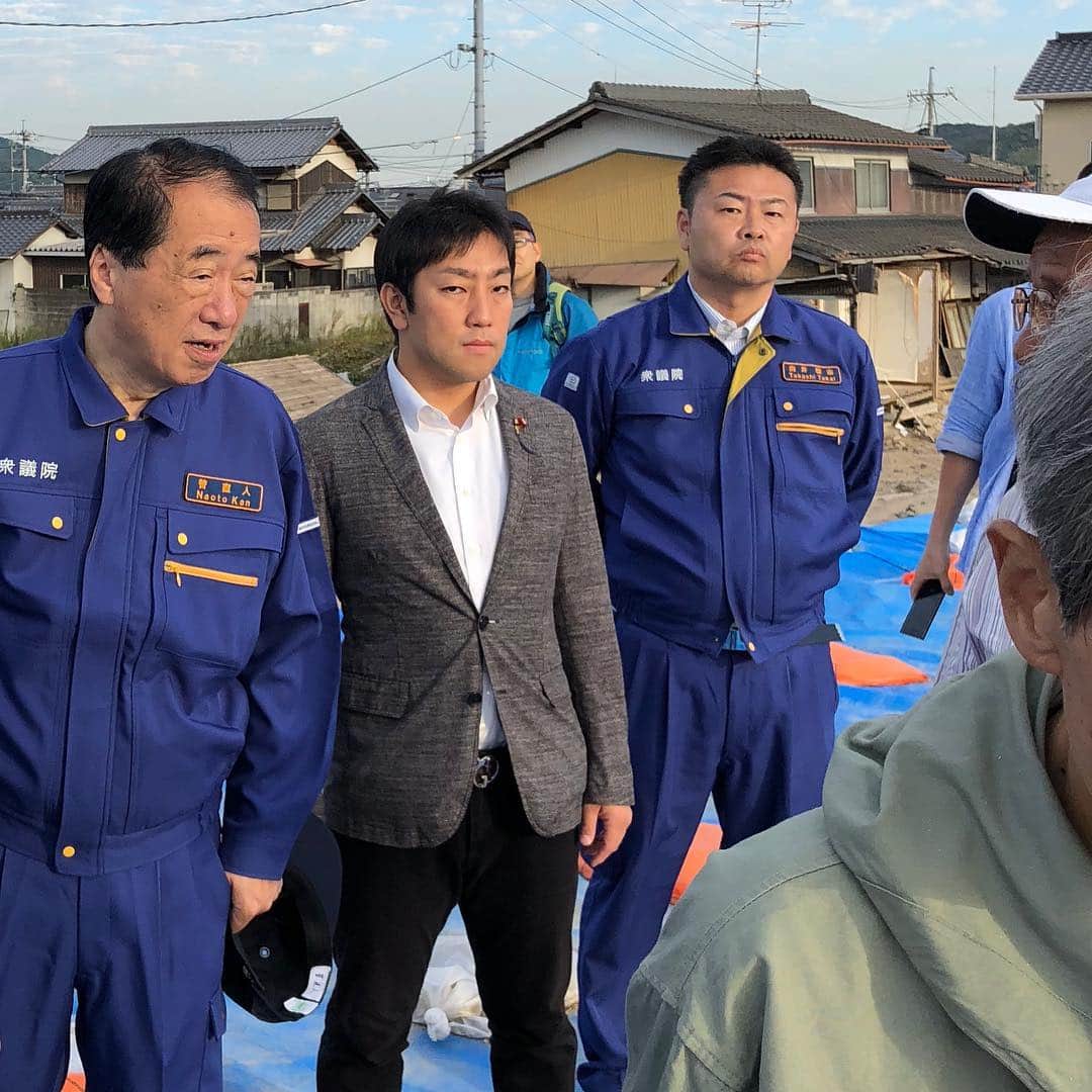 中谷一馬のインスタグラム：「#7月豪雨 #西日本豪雨災害 #視察 #総社市 #片岡聡一 #市長 #下原地区 #アルミ工場 #真備町 #箭田地区 #有井地区 #末政川  #堤防決壊 #岡田小学校 #倉敷市 #船穂町 #柳井原地区」