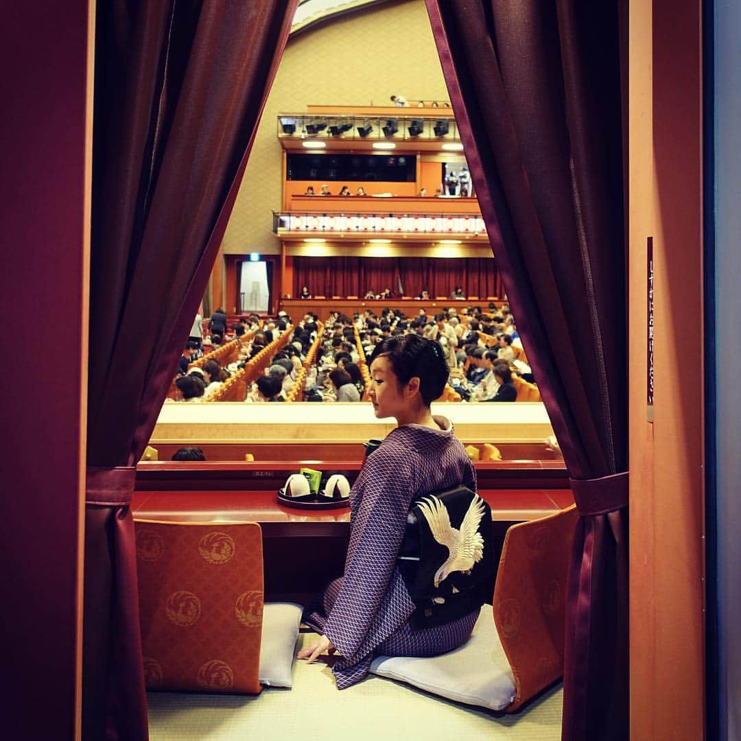 のインスタグラム：「先日の歌舞伎座にて。桟敷で、仁左衛門さん助六、玉様静御前、七之助揚巻、勘九郎狐…などなど拝見して感涙。 ﻿ 10月歌舞伎座、問答無用で行くべし！！！！だと思います😭﻿ ﻿﻿ 撮影: 月影屋店主 重田なつき様✨ @natsuki_shigeta﻿ ﻿ ﻿﻿ ﻿﻿﻿ #歌舞伎 #歌舞伎座 #kabuki #kabukiza ﻿﻿#着物 #キモノ #和服 #kimono #wafuku #japanesekimono #japaneseculture ﻿#traditionaljapan﻿ #traditionaljapanese #japangram #ilovejapan #japanlover #lovejapan #explorejapan ﻿﻿#tokyogram #ig_japan #lifeintokyo #lifeinjapan #tokyolife #🇯🇵」