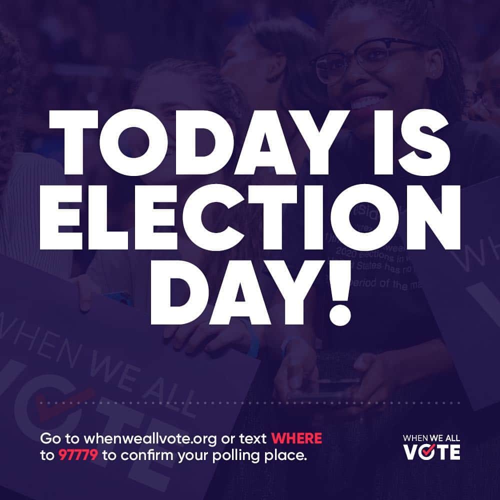 ミシェル・オバマさんのインスタグラム写真 - (ミシェル・オバマInstagram)「#ElectionDay is here! It’s time to vote—get to the polls and make sure every single person you talk to today is doing the same.  Confirm your polling place right now at whenweallvote.org. Because #WhenWeAllVote, we all do better.」11月6日 23時39分 - michelleobama