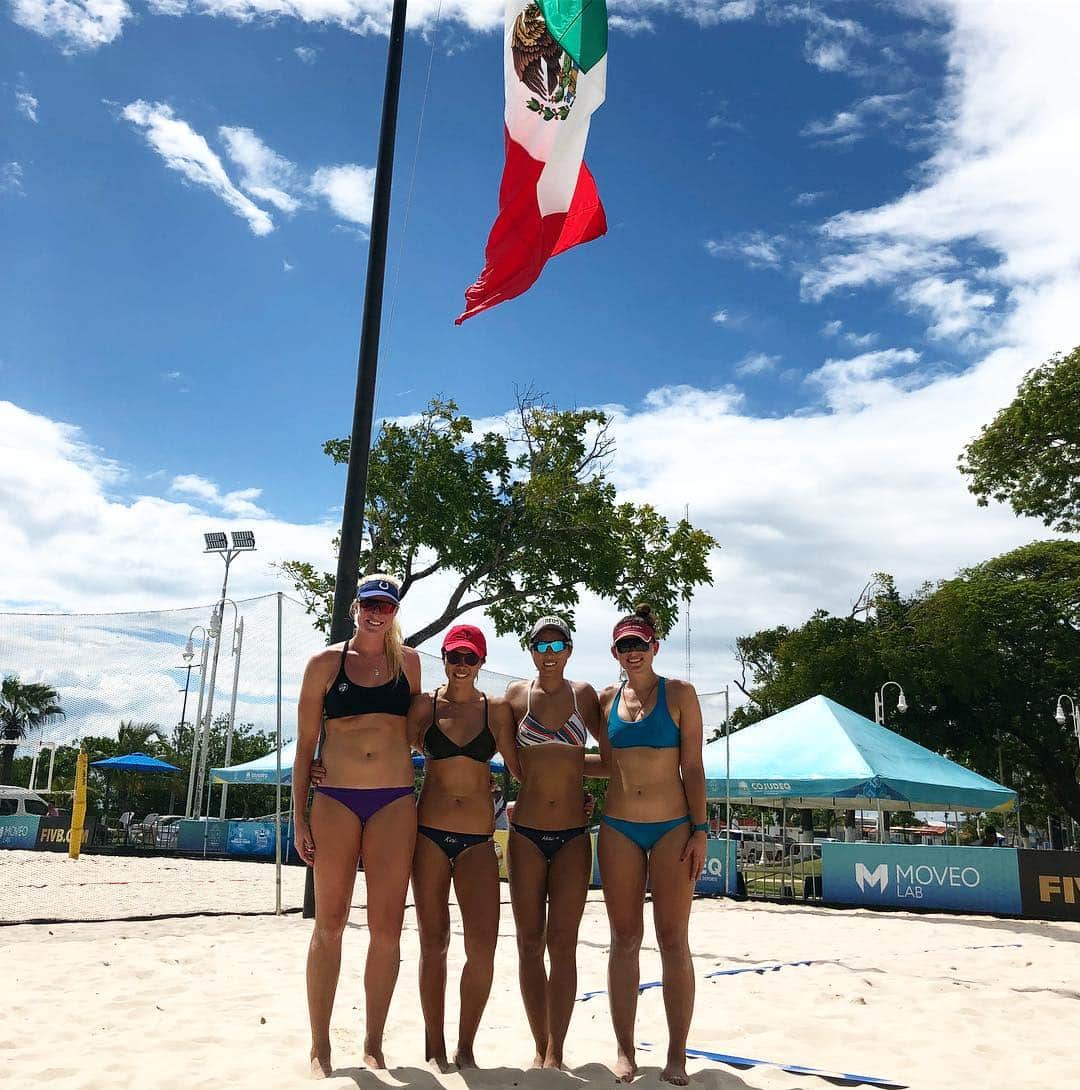 浦田景子のインスタグラム：「USAの背の高い選手はロス合宿で ゲームした相手だった！🇺🇸 私の身長174.5cm☝︎ #beachvolleyball#fivb#worldtour  #mexico#chetumal#usa#japan」