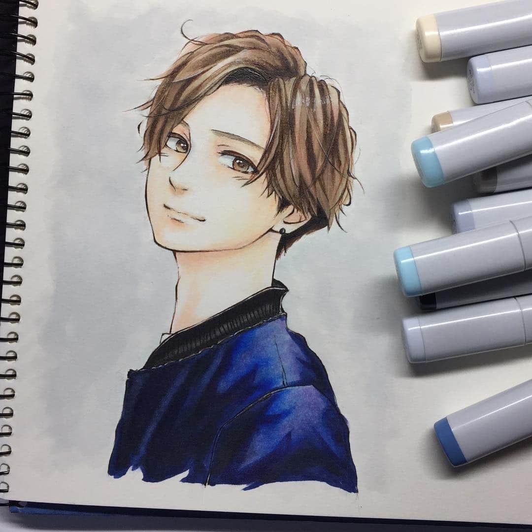咲良りえさんのインスタグラム写真 - (咲良りえInstagram)「ん？？誰？？ですね😅💦実はこれ和田颯くん描いてみました😆💦かっこいいしかわいくて大好き〜💙✨ 初めてリアルな人物を絵に描いたかな。今までキャラクターしか描いたことなかったから難しかった〜💦でも楽しかった〜😊💙 #和田颯 #daice」11月9日 17時34分 - rie.sakura0811