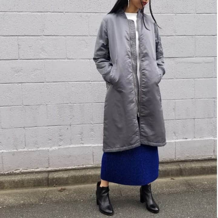 vega_instaのインスタグラム：「new arrival " MA-1 coat " ¥45,000+tax ・ vegaの人気アイテム、MA-1風ジップアップコートが今年は異素材切り替えデザインで登場。  #vega #fashion #trend #2018winter #newarrival #coat」