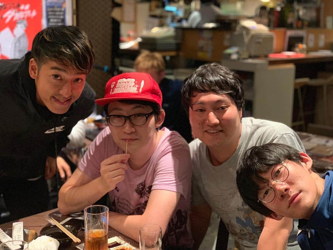 池田真一のインスタグラム：「昨日はロングコートダディとアスリート上野とポケモンマスター甲斐隼人とてげてげ！」