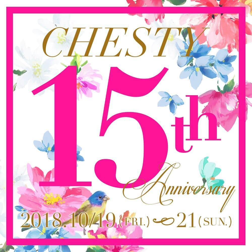 小川淳子のインスタグラム：「Chesty 15th Happy Anniversary🎉 #15thchesty 🎂  皆様から応援していただき、 Chestyは15周年を迎える事が出来ました。 いつも本当にありがとうございます💖  沢山の感謝の気持ちを込めて💞 本日よりアニバーサリーイベントがスタートしました✨ 是非この機会にSHOPへ遊びにいらしてくださいね！  #chesty#15thchesty @chesty_official  @chestyonlyshop_official  @chestystyle_official」