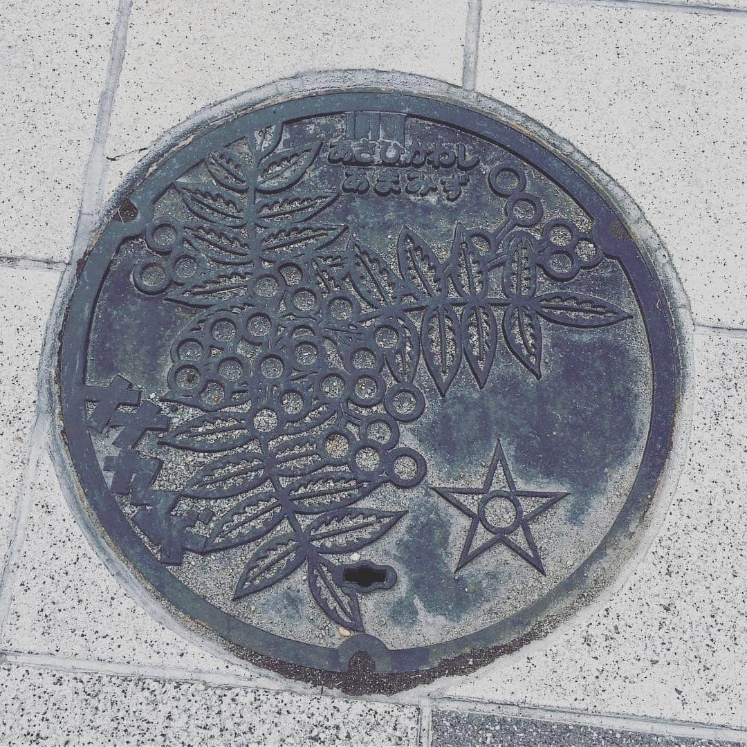 桜井くみ子さんのインスタグラム写真 - (桜井くみ子Instagram)「北海道旭川市のデザインマンホール蓋。 ＊市の木『ナナカマド』 ＊徽章 ＊『あさひかわし』『あまみず』『ナナカマド』の文字入り 旭川空港前で見つけたデザインマンホール蓋です！市の木『ナナカマド』の可愛い赤い実が目に浮かんできます😌ちなみに、『ナナカマド』の花言葉は『安全』🍀右下の星のマークが、旭川市徽章です！ #旭川市 #デザインマンホール蓋」10月23日 14時01分 - kumin.manholeclub