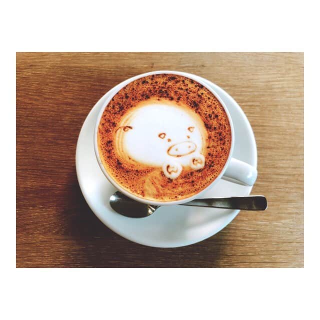 中山こころさんのインスタグラム写真 - (中山こころInstagram)「* 🐖☕📕 * * お外で本読みたくて入ったカフェが可愛すぎる🤭❤️ * * #cappuccino #カプチーノ  #latteart #ラテアート #🐷」10月25日 15時25分 - coocoorooo
