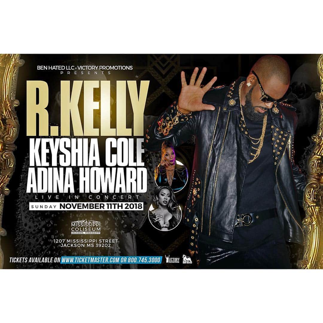 R・ケリーのインスタグラム：「‼️JACKSON, MS‼️Where else can you get Me, @keyshiacole , and @therealadinahoward under one roof other than on stage November 11th as we take over the #mississippicoliseum - I got something special just for y’all! See you soon!  #KellzInTown」