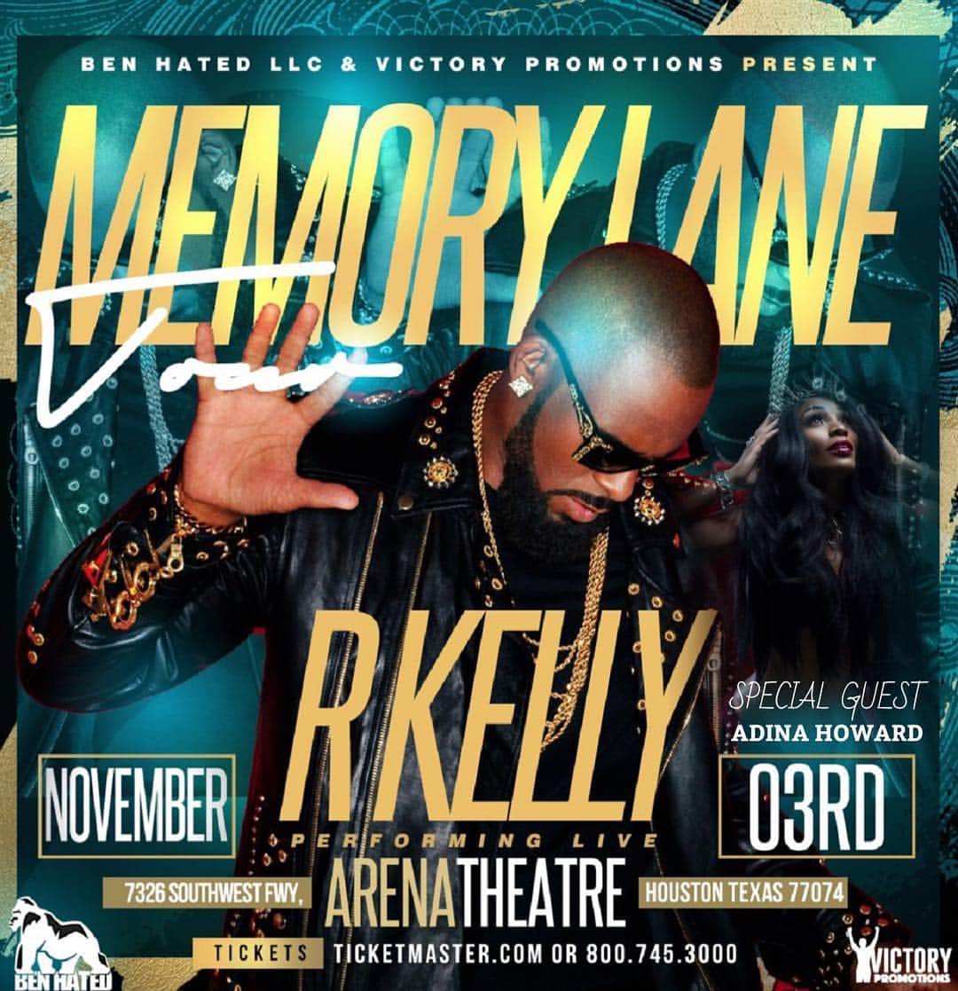 R・ケリーのインスタグラム：「PHOENIX!! Y’all sold out the venue!! Thanks for rockin’ with me! HOUSTON y’all got next!  By special request I’m bringing the #MemoryLaneTour to the @arenatheatre w/my special guest @therealadinahoward ! EVERYTHING is bigger in Texas so don’t miss this November 3rd.  #KellzInTown」