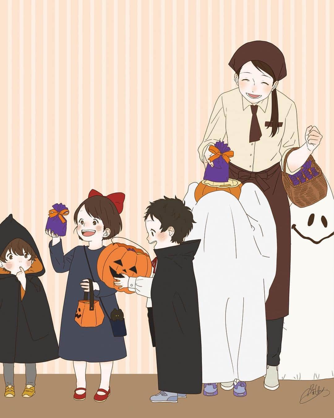 深町なかのインスタグラム：「もうすぐハロウィン🎃🍭 #はろうぃん  #HELLOWEEN #illustration」