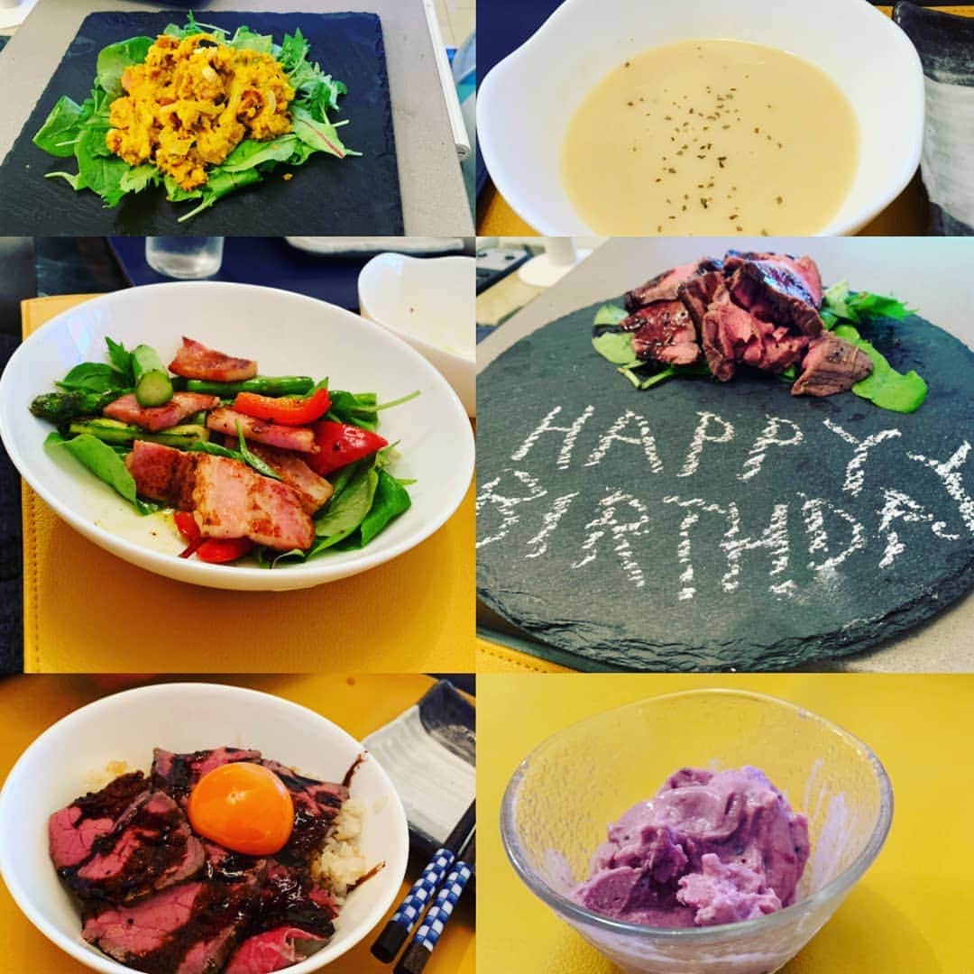 高梨雄平のインスタグラム：「まつい選手が誕生日だったのでお祝いしました。  #まついゆうき絶望的な写真のセンス \Happy Birthday/」
