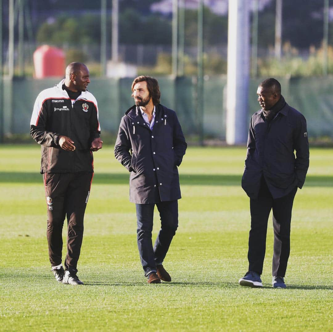 パトリック・ヴィエラのインスタグラム：「Un immense plaisir d’accueillir mes amis @andreapirlo21 et @clarenceseedorf cet après-midi ! @ogcnice」